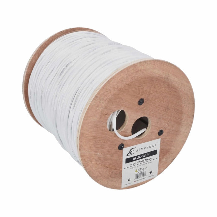 16 AWG 2 Conductor Speaker Wire Plenum Rated OFC ETL Listed 65 Strands 1000FT, White