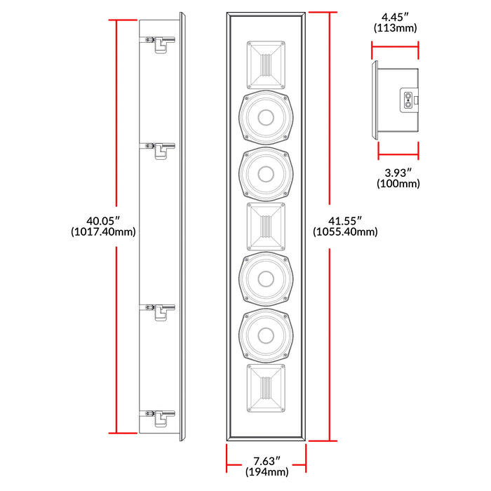 Earthquake Sound IW-4503 8-Ohm 600W High Fidelity LCR In-Wall Speaker (each)