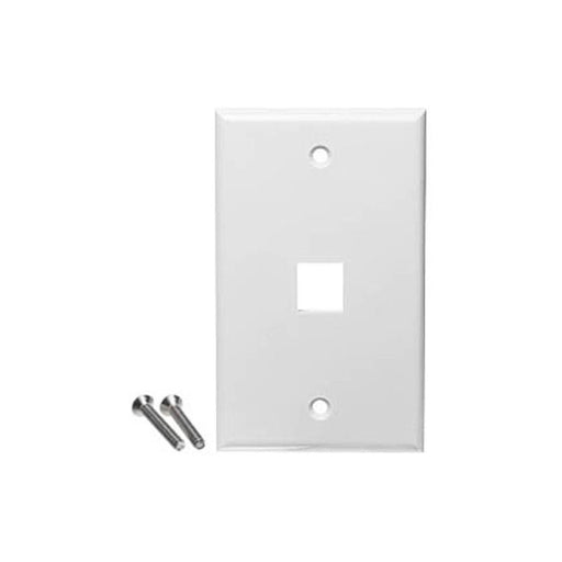 White 1 Port Hole Keystone Jack Flat Wall Plate