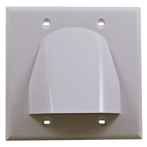 White Double-Gang Low Voltage Cable Pass Through Wall Face Plate